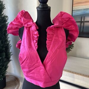 NEW Making the Cut‎ Magenta Ruffle Sleeveless Crop Top Size XL NWT Pink Blouse